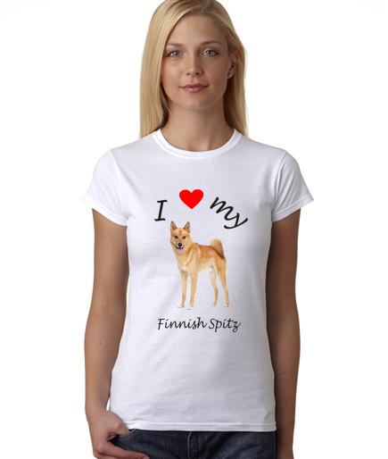 Dogs - I Heart My Finnish Spitz on Womans Shirt